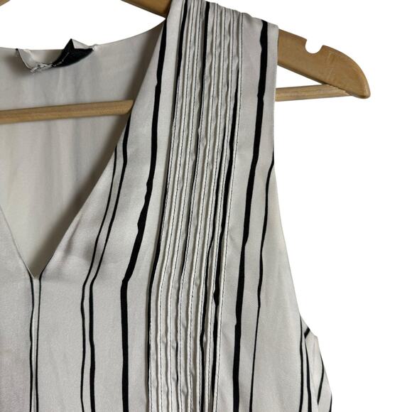 3.1 Phillip Lim High Low Painted White Striped Sleeveless V-Neck Midi Dress 2 - Picture 7 of 15
